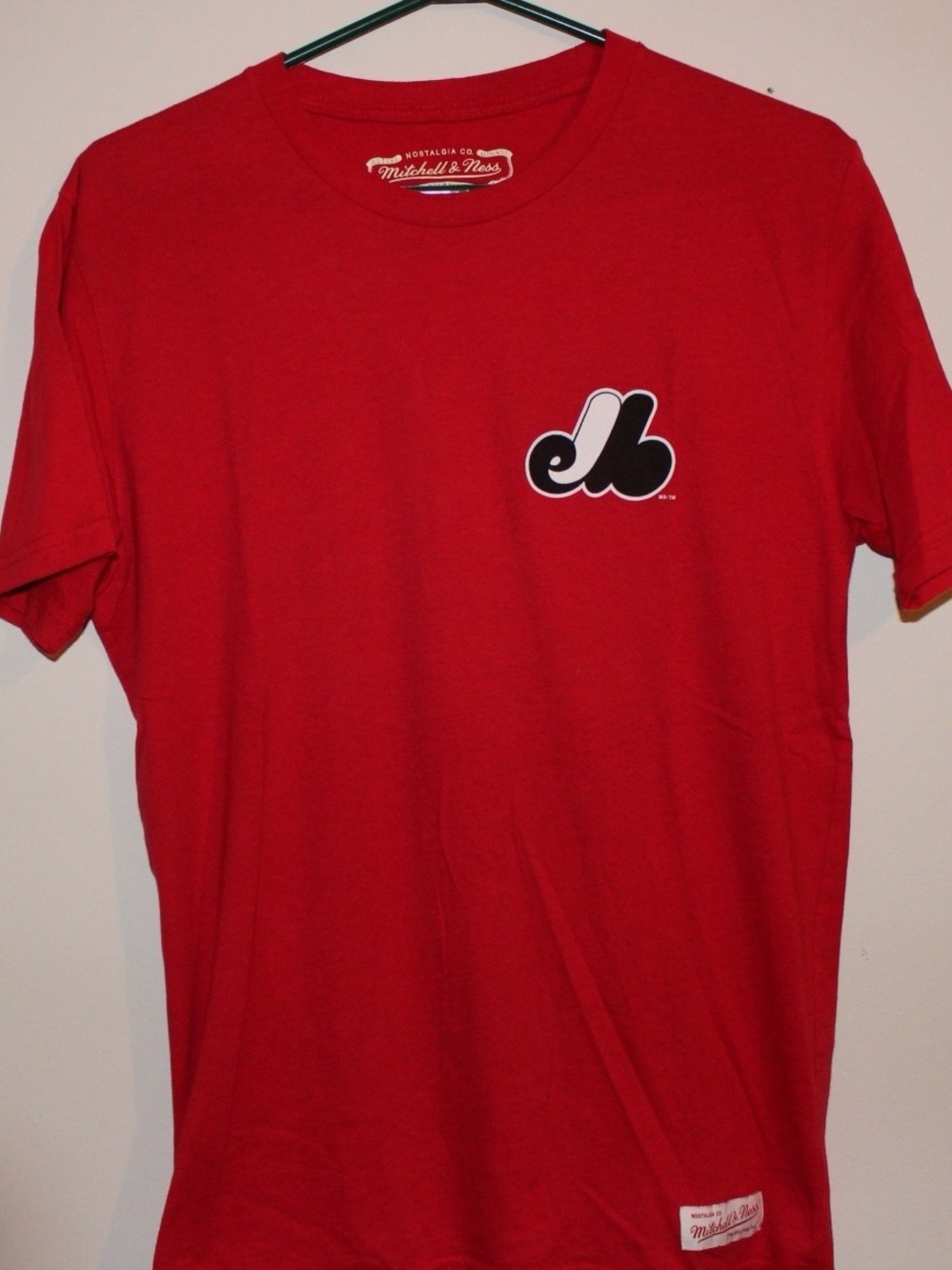 Mitchell & Ness Red Tee with Black & White Chest Emblem Montreal Expos